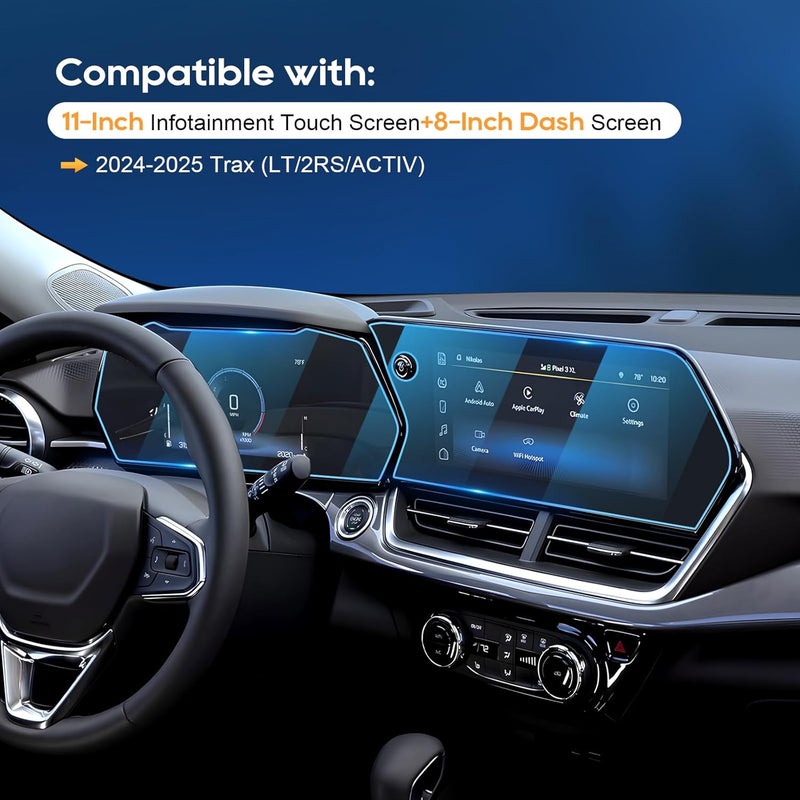 LFOTPP For 2025 Chevrolet Trax Screen Protector - (2PCS) 2024-2025 Trax (LT/2RS/ACTIV) Navi+Dash Touchscreen [HD Glass] 2024-2025 Trax Accessories Anti-Fingerprint 9H Hardness Tempered Glass - Image 2
